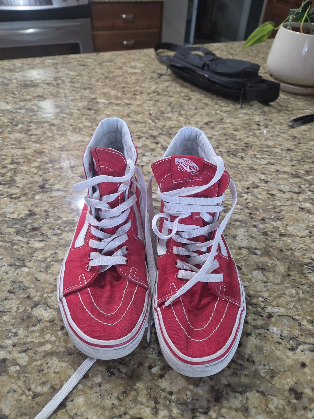 Vans Mens 6 5 Womens 8 High-Top Skate Shoes - Red